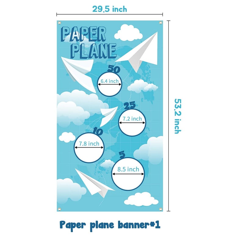 TICIAGA Paper Plane Toss Game Banner, Throwing Target Banner for Glider Airplane, Fun Add-on Toys for Flying Paper Plane, Outdoor Sport Activity for Kids, Airplane Theme Birthday Party Decoration - Image 4